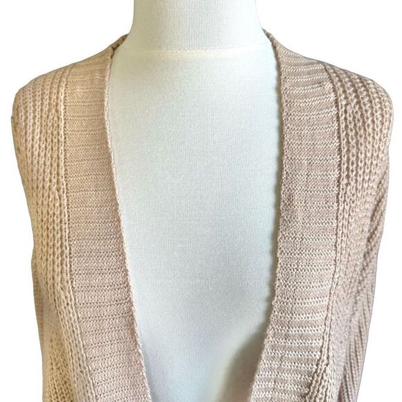 Nine 1 Eight Open Front Knit Sweater Cardigan Tan - Picture 6 of 15